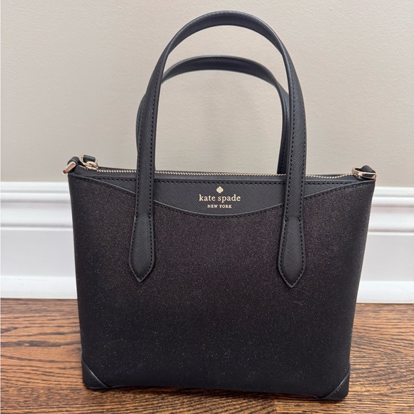 kate spade Handbags - Kate Spade Black Shimmy Glitter Small Tote Purse